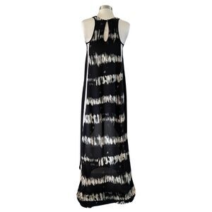 Asher by Fab’rik High Low Sleeveless Dress Black Gray Tie Dye S
